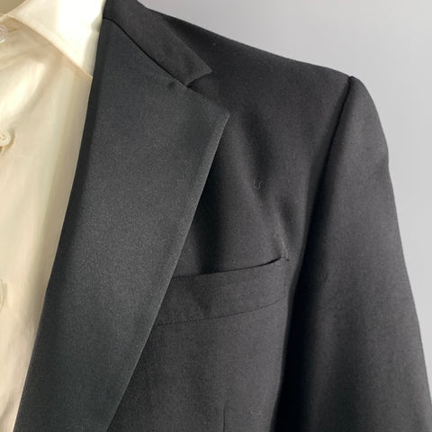 BURBERRYS Chest Size 41 Black Solid Wool 36 29 Suit