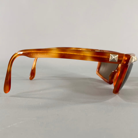 CLAUDE MONTANA Brown Tortoise Shell Studded Acetate Sunglasses
