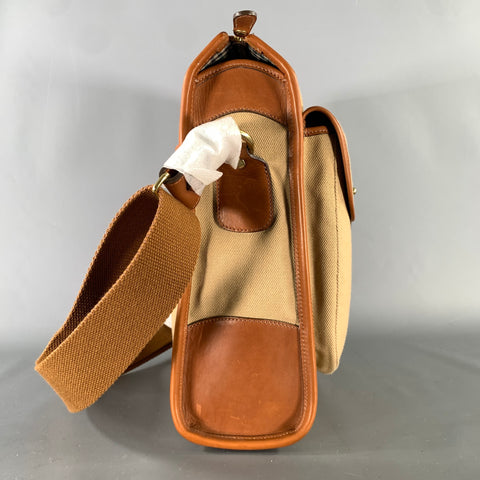 GHURKA Tan Brown Cotton Twill Tote Bags & Leather Goods