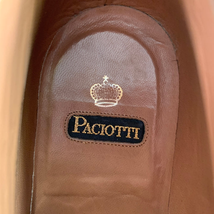 PACIOTTI Size 9 Brown Cognac Perforated Leather Lace-Up Shoes