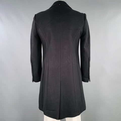 ENDOVANERA Size L Black Wool Single Breasted Asymmetrical Coat