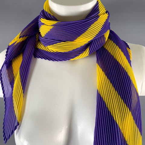ISSEY MIYAKE Purple Yellow Stripe Polyester Scarves & Shawls