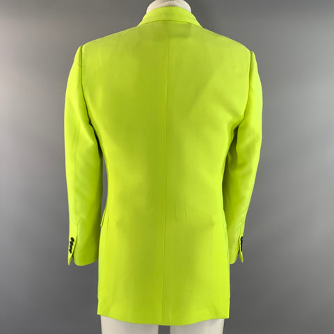 TEDDY VONRANSON Chest Size 38 Green Lime Wool Silk Peak Lapel Sport Coat