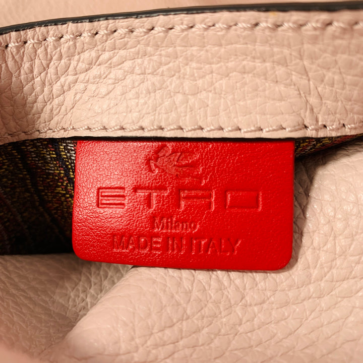 ETRO Multi Color Pink Paisley Leather Jacquard Reversible Tote Handbag