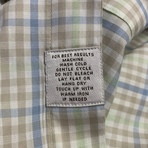 PETER MILLAR Size M Blue Taupe Green Checkered Cotton Long Sleeve Shirt