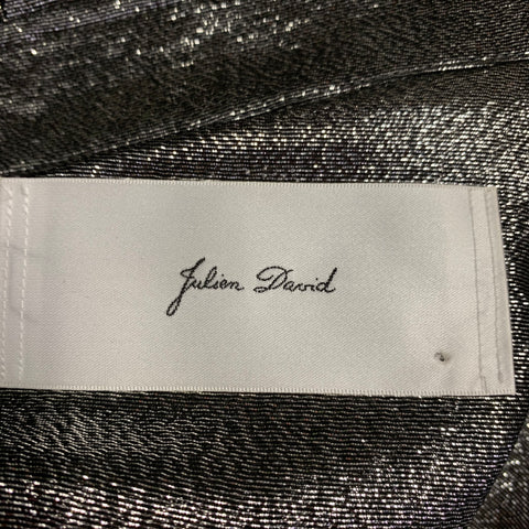 JULIEN DAVID Size M Silver Metallic Silk Blend Button Up Long Sleeve Shirt