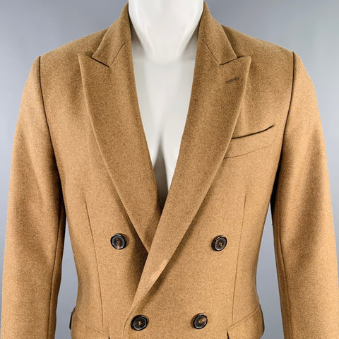 AMI Size 36 Camel Wool Blend Double Breasted Coat
