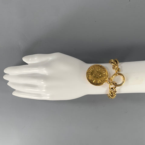 CHANEL Medallion 24k Gold Plated Charm Bracelet