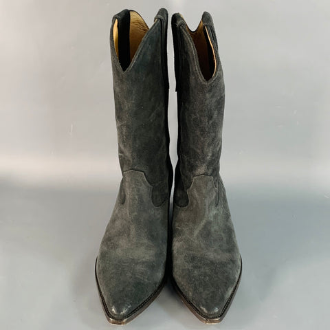 ISABEL MARANT Size 11 Grey Charcoal Suede Stacked Heel Western Boots