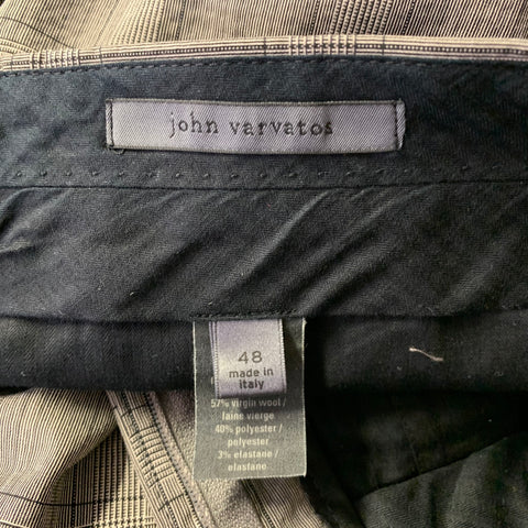 JOHN VARVATOS Size 38 Grey Plaid Wool Blend Notch Lapel Suit