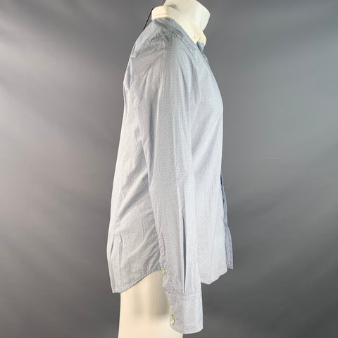 ARMAND BASI Size M Blue White Dots Cotton Button Down Collar Long Sleeve Shirt