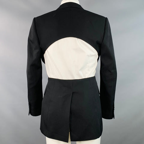 ALEXANDER MCQUEEN SS23 Size 38 Black Cut Out Wool Peak Lapel Sport Coat