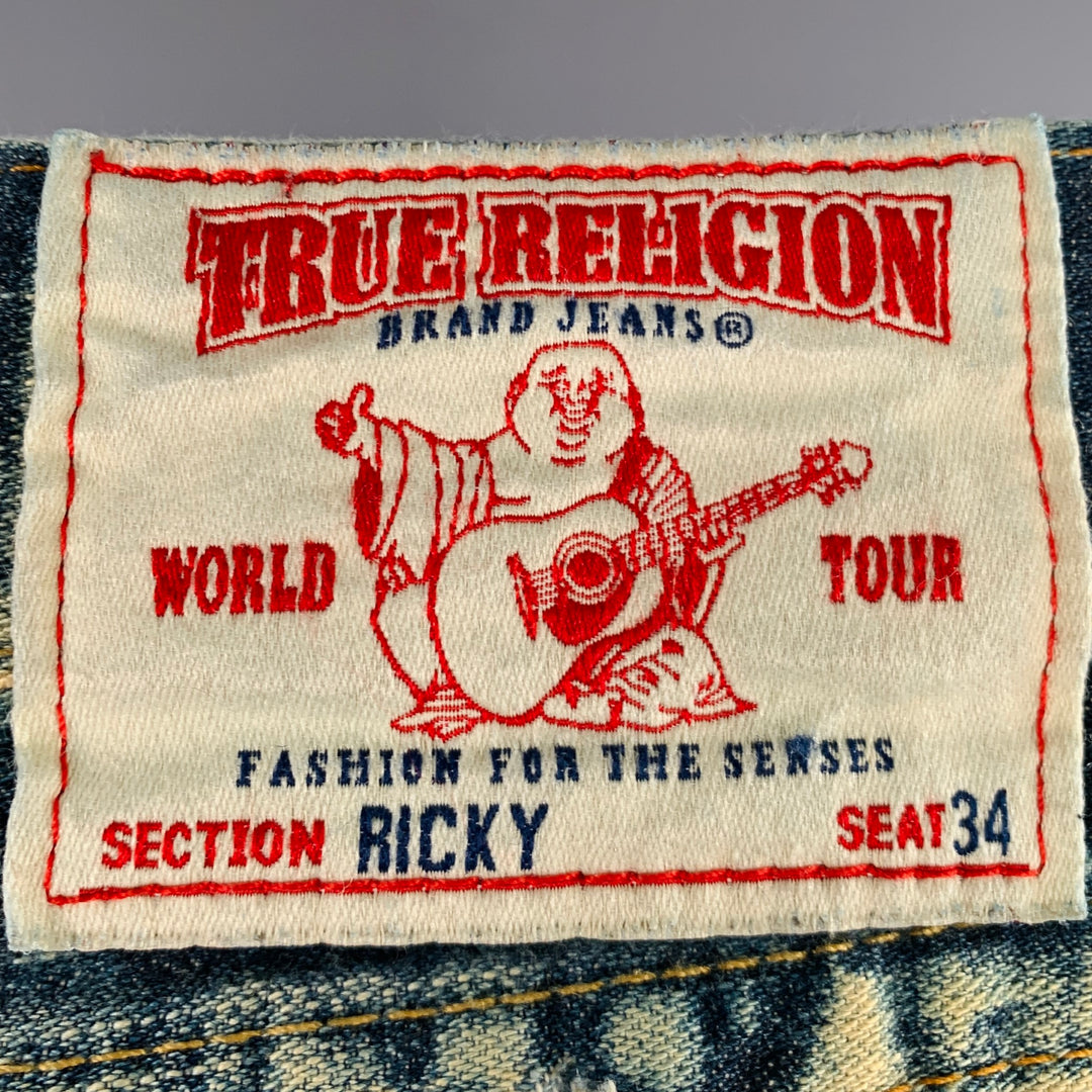 TRUE RELIGION Size 29 Blue Acid Wash Cotton Jeans