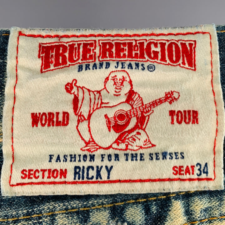 TRUE RELIGION Size 29 Blue Acid Wash Cotton Jeans