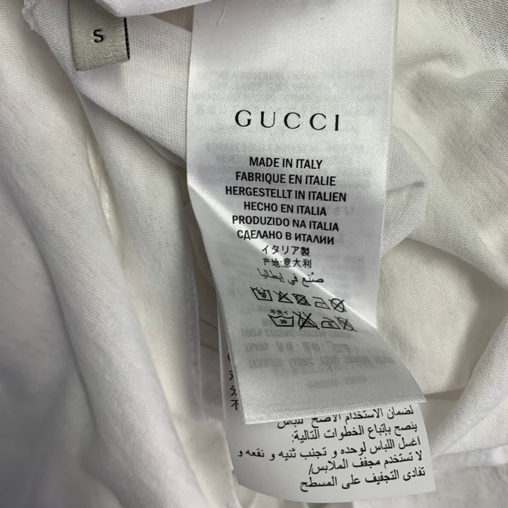 GUCCI Size S White Red Green Logo Cotton Crew-Neck T-shirt