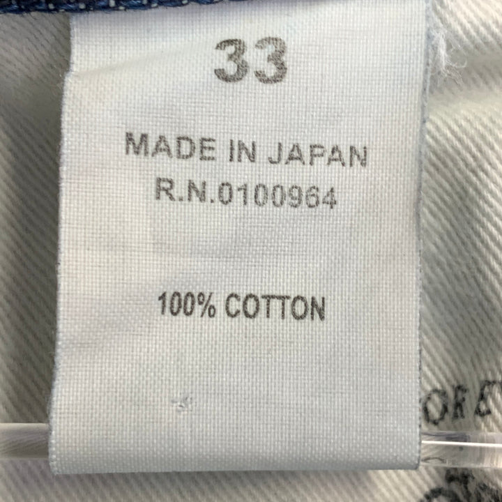 PRPS NOIR Size 33 Indigo Washed Selvedge Denim Straight Distressed Jeans