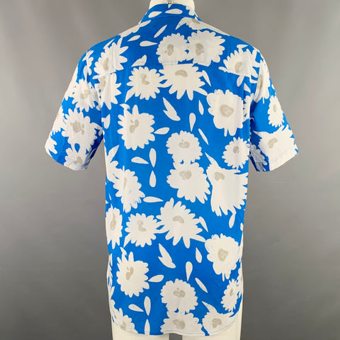 Chemise JACQUEMUS Taille 38 Bleu Blanc Floral Viscose Une poche Manches courtes