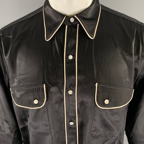 LEVI'S Size M Black White Rayon Blend Rodeo Shirt