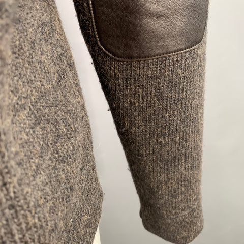 JOHN VARVATOS Size M Brown Heather Wool Camel Hooded Zip Up Sweater