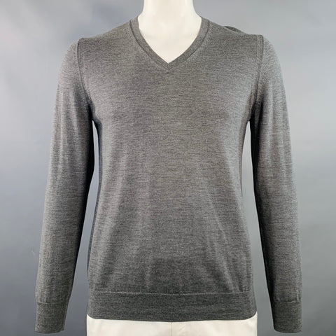 BURBERRY BRIT Taille L Gris anthracite Pull col V en jersey et laine
