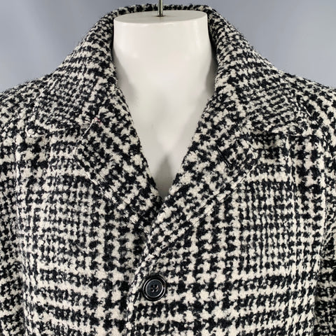 DOLCE & GABBANA Size 44 Black White Plaid Wool Blend Oversized Coat