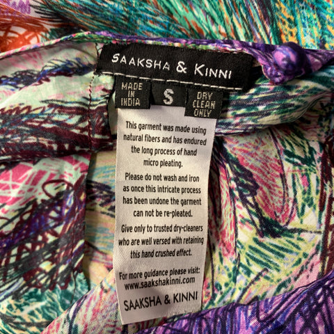 SAAKSHA & KINNI Size S Red Green Lines Asymmetrical Dress