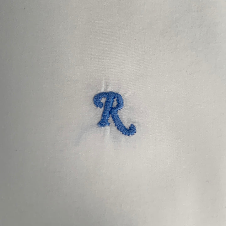 RAF SIMONS Size 42 Light Blue Aqua Cotton Button Down Long Sleeve Shirt