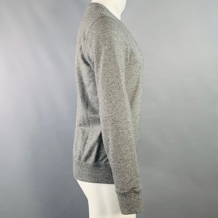 KENZO Size M Grey Heather Logo Patch Cotton Crew Neck Pullover