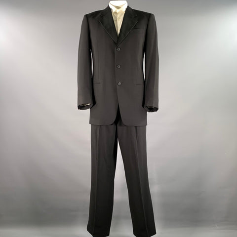 GIORGIO ARMANI Size 42 Black Wool Notch Lapel Tuxedo