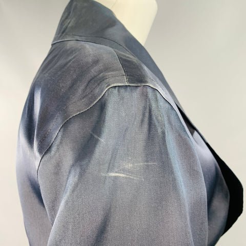 DONNA KARAN Size M Navy Open Front Belted Jacket Blazer