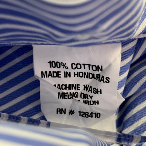 SID MASHBURN Size L Blue White Stripe Cotton One Pocket Long Sleeve Shirt