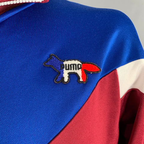 MAISON KITSUNE Veste de survêtement Color Block Rouge Bordeaux Bleu Blanc Taille L