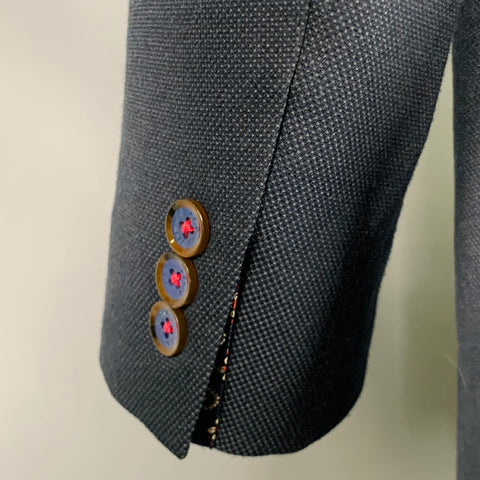 TED BAKER Size 46 Navy Pink Contrast Stitch Polyester Blend Suit