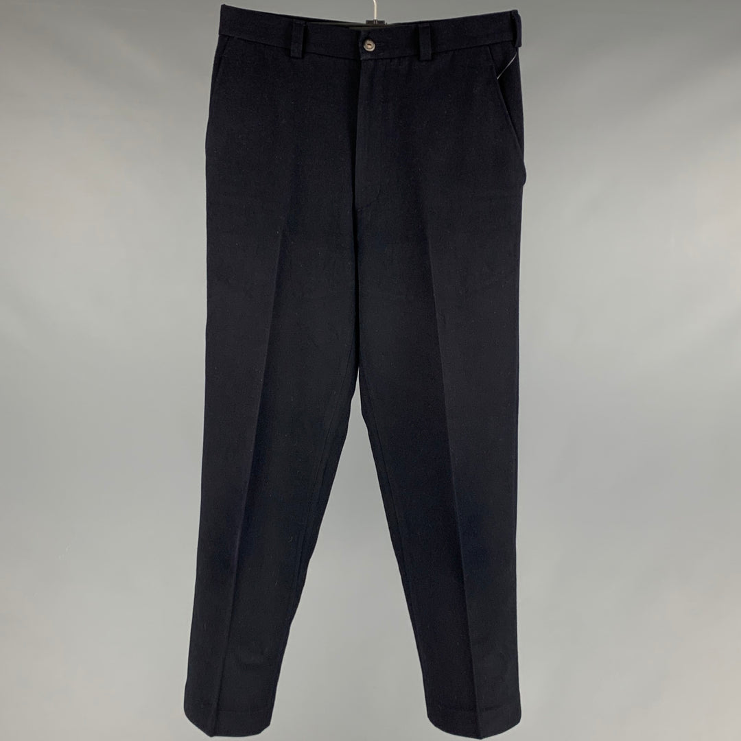 BALMAIN Size 32 Black Polyester Rayon Flat Front Dress Pants