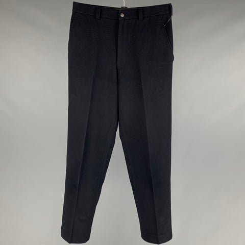 BALMAIN Size 32 Black Polyester Rayon Flat Front Dress Pants