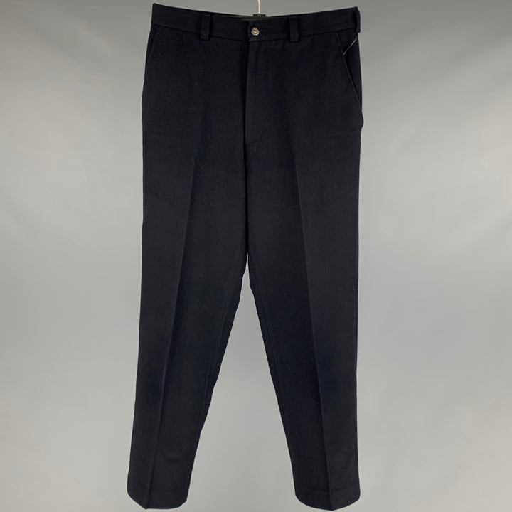 BALMAIN Size 32 Black Polyester Rayon Flat Front Dress Pants