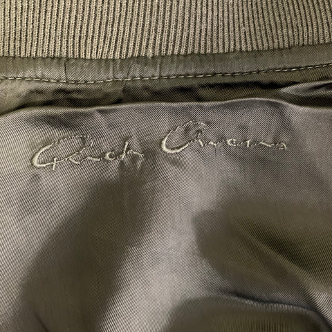 RICK OWENS Size 6 Grey Leather Crackled Bomber Jacket Outdoor