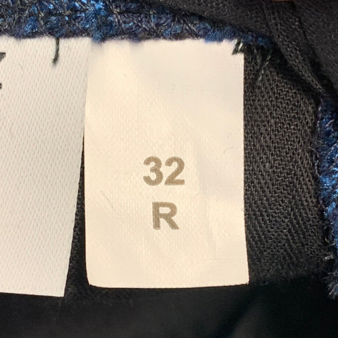 E. TAUTZ Size 32 Blue Navy Jacquard Wool Silk Tapered Dress Pants