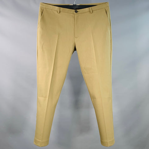 SEFR Size XXL Harvey Khaki Cotton Blend Flat Front Tapered Zip Fly Dress Pants