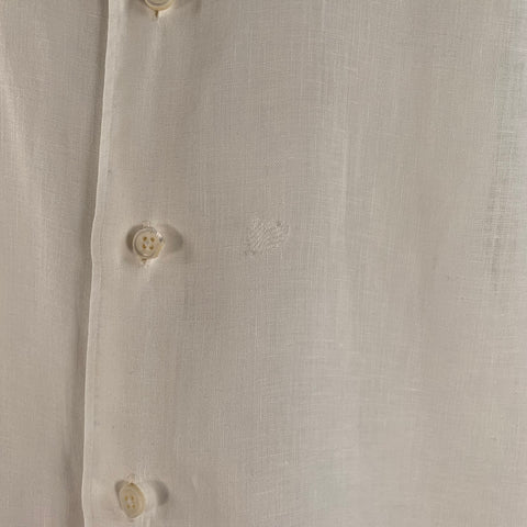 ERMENEGILDO ZEGNA Size XL White Linen Long Sleeve Shirt