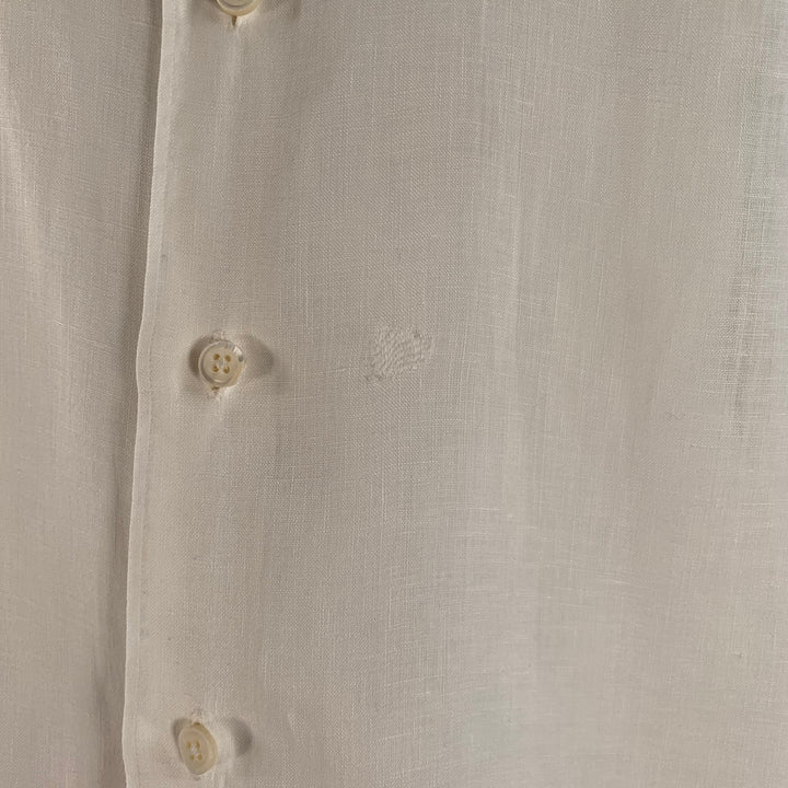 ERMENEGILDO ZEGNA Size XL White Linen Long Sleeve Shirt