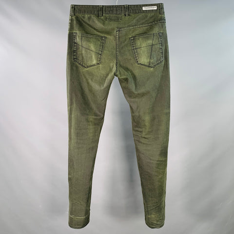 VERSUCHSKIND Size 33 Green Grey Cotton Blend Straight Zip Fly Jeans