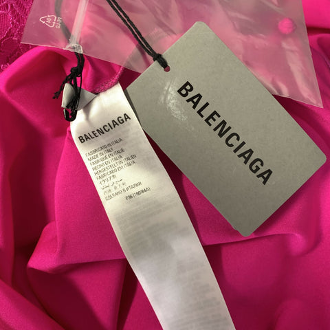 BALENCIAGA Size S Pink Polyamide  Elastane Lace High Collar Set