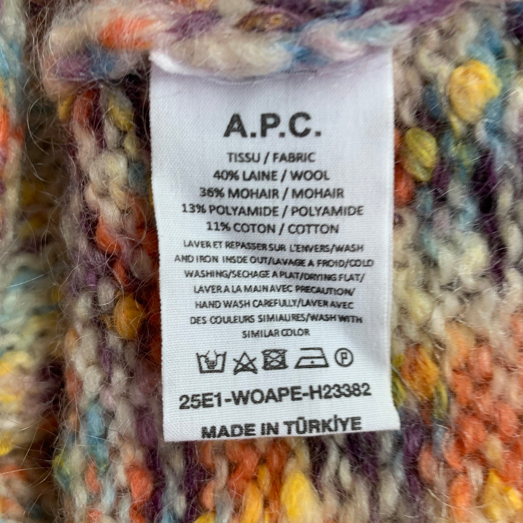 A.P.C. Size M Cream Multi Color Melange Wool Blend Crew Neck Sweater