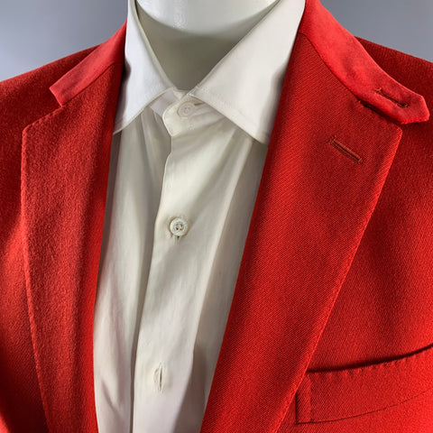 RALPH LAUREN Size 44 Red Wool Notch Lapel Sport Coat