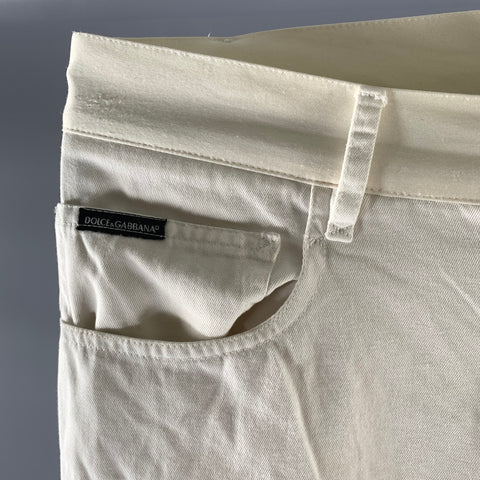 DOLCE & GABBANA Size 32 Cream White Tuxedo Denim Pants