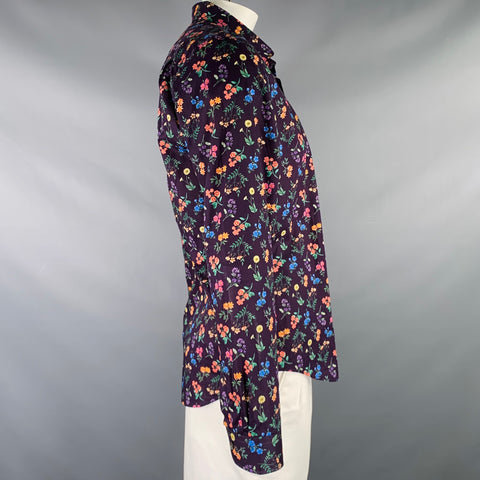 PAUL SMITH Size XL Black Multi Color Floral Button Up Long Sleeve Shirt