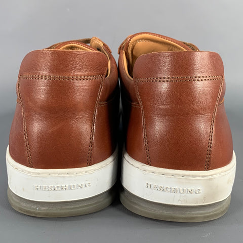 HESCHUNG Size 9 Brown Leather Low Top Sneakers