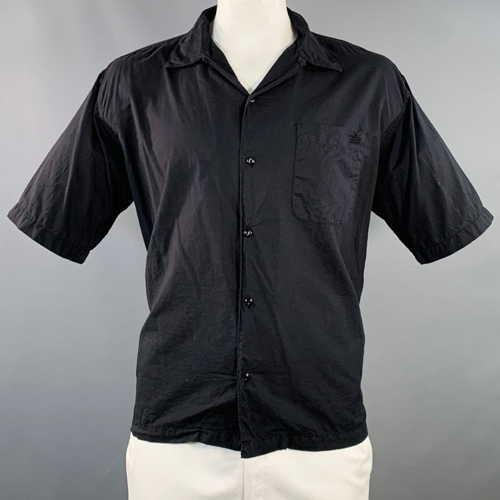 MERZ B. SCHWANEN Size XL Black Organic Cotton One Pocket Oversized Short Sleeve Shirt