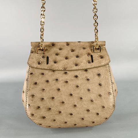 BIANCHI e NARDI Grey Gold Ostrich Convertible Cross Body Belt Bag